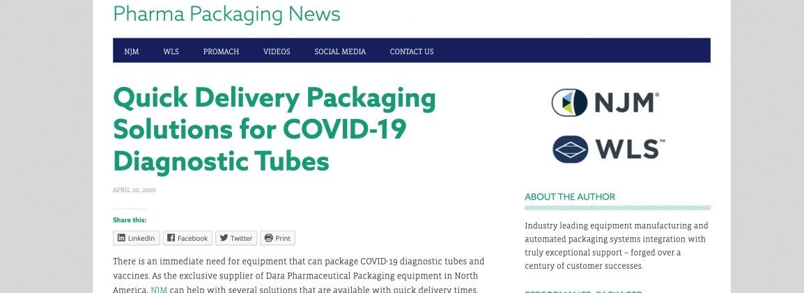 Quick Delivery Packaging Solutions for COVID-19 Diagnostic Tubes