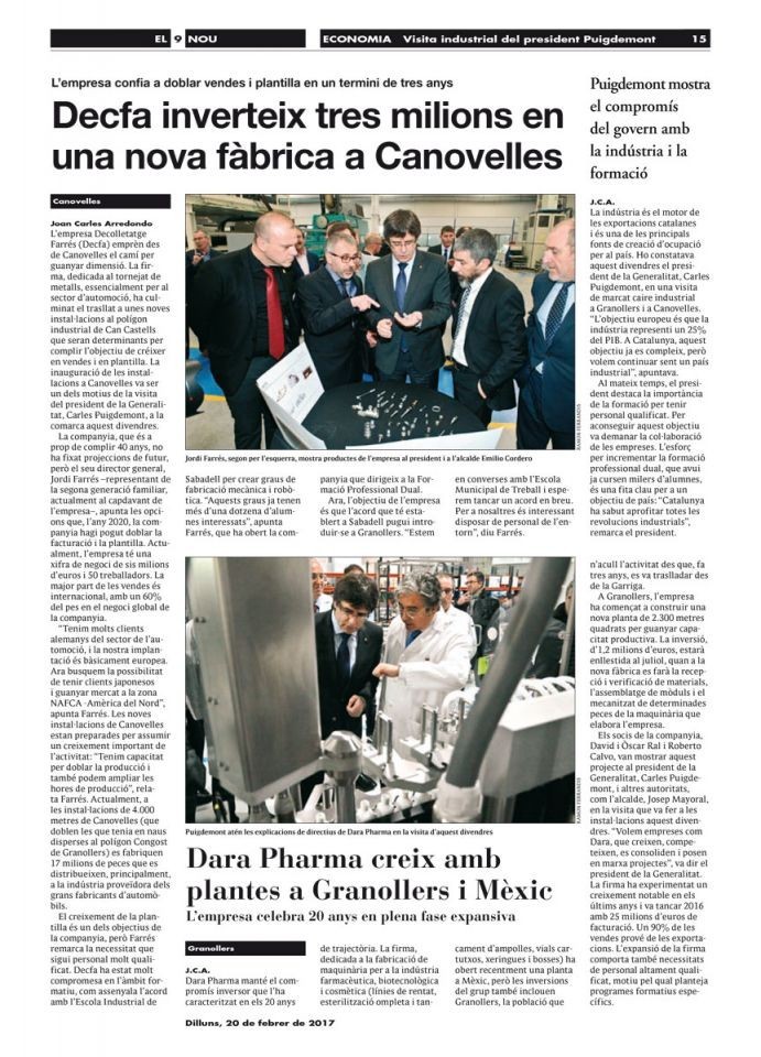 Visita industrial del presidente Puigdemont