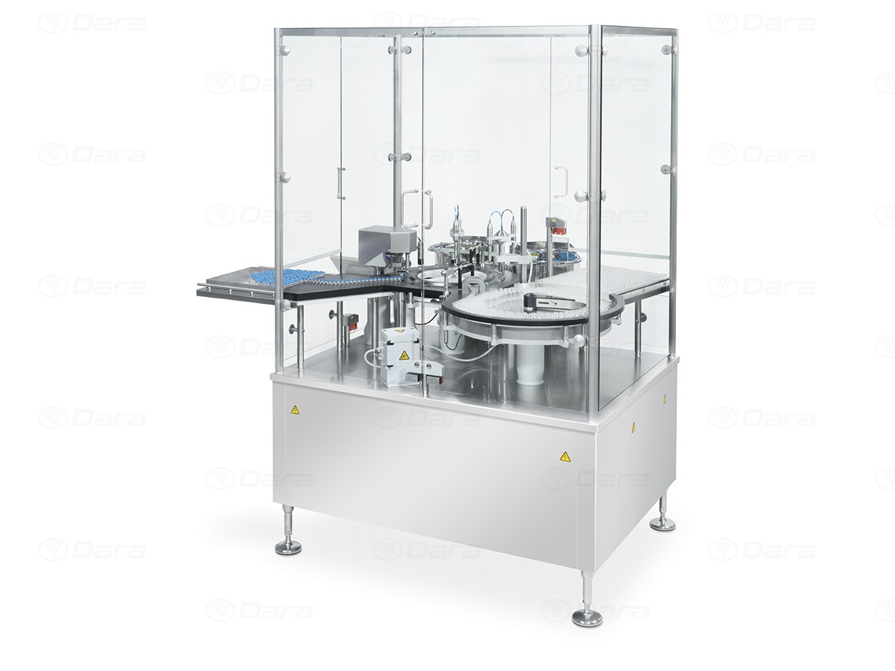 Rotary filling and closing machines for vials