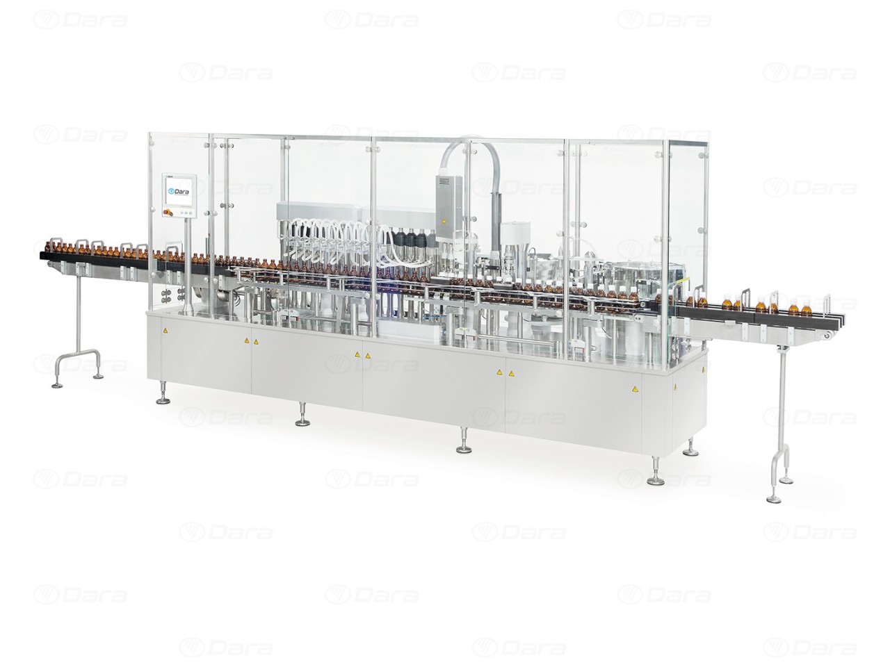 Linear filling and closing machines  for syrups and suspensions